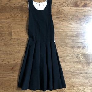 Black and white fit and flare dress